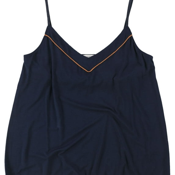 P.J. Salvage Womens Piping V-Neck Pajama Sleep Cami Tank Top, Blue, Small