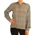 thumbnail image 1 of P.J. Salvage Womens Plaid Button Down Pajama Tops, Black, Small, 1 of 5