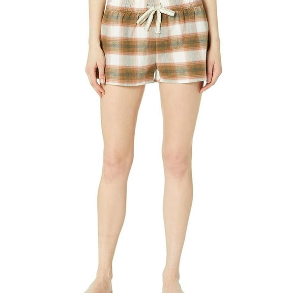 P.J. Salvage Womens Plaid Flannel Pajama Shorts, Green, Medium