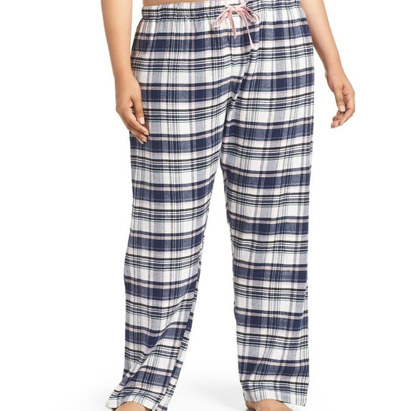 P.J. Salvage Womens Plaid Pajama Lounge Pants, Blue, Plus Size, 1X