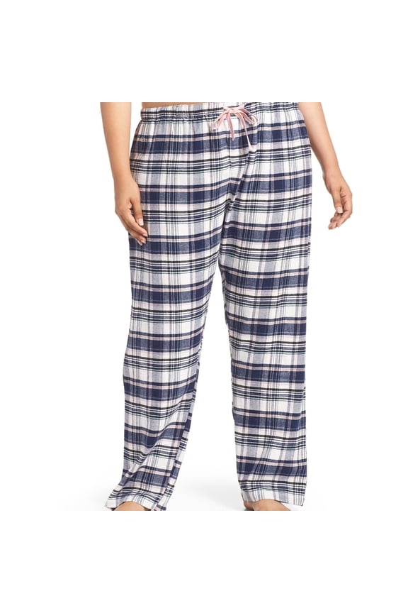 P.J. Salvage Womens Plaid Pajama Lounge Pants, Blue, Plus Size, 1X