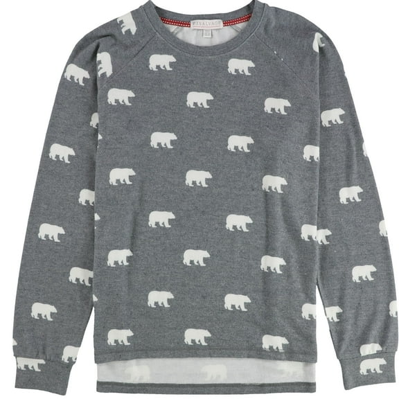 P.J. Salvage Womens Polar Bears On Gray Pajama Sweater, Grey, Small