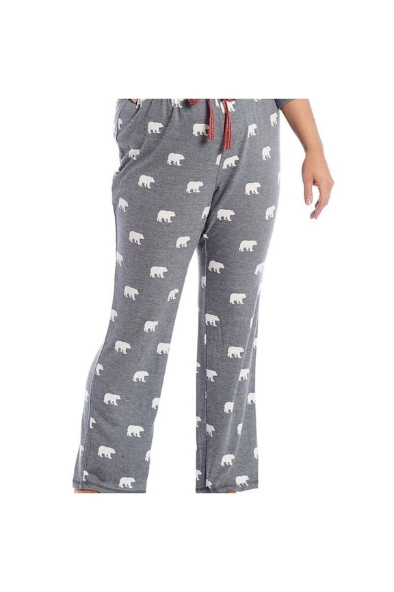 P.J. Salvage Womens Polar Bears Pajama Jogger Pants, Grey, Medium