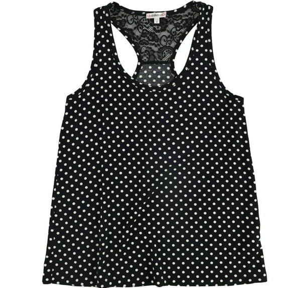 P.J. Salvage Womens Polka Dot Lace Pajama Sleep Tank Top, Black, Medium