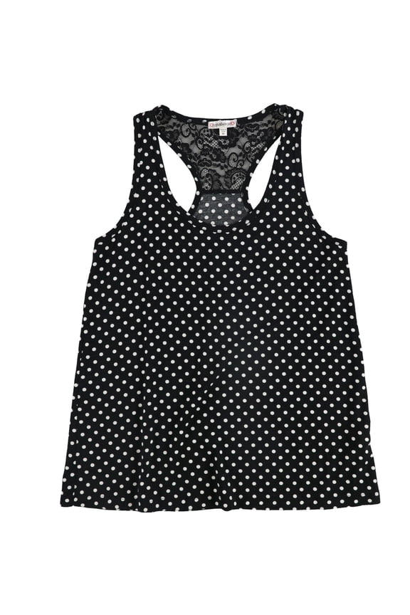 P.J. Salvage Womens Polka Dot Lace Pajama Sleep Tank Top, Black, Small