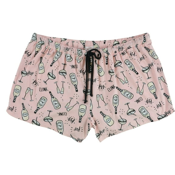 P.J. Salvage Womens Pop Clink Fizz Pajama Shorts, Pink, Plus Size, 1X