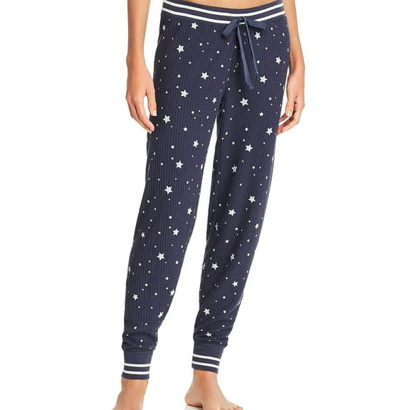 P.J. Salvage Womens Printed Thermal Pajama Jogger Pants, Blue, Small