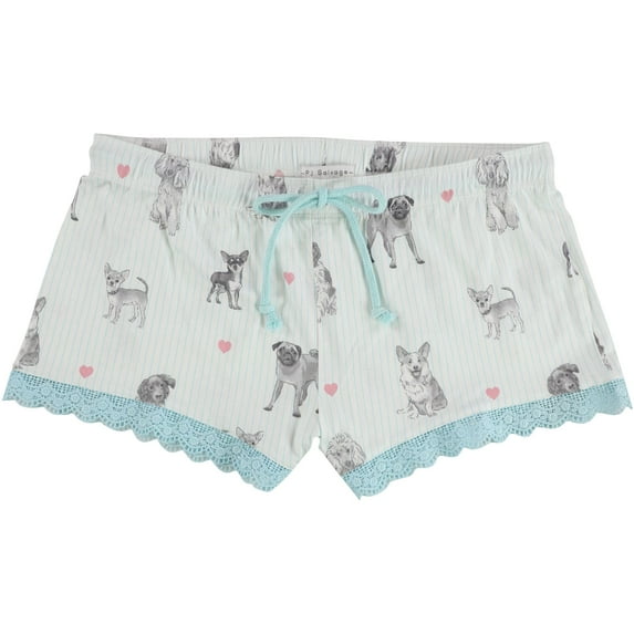 P.J. Salvage Womens Puppies And Hearts Pajama Shorts, White, Medium