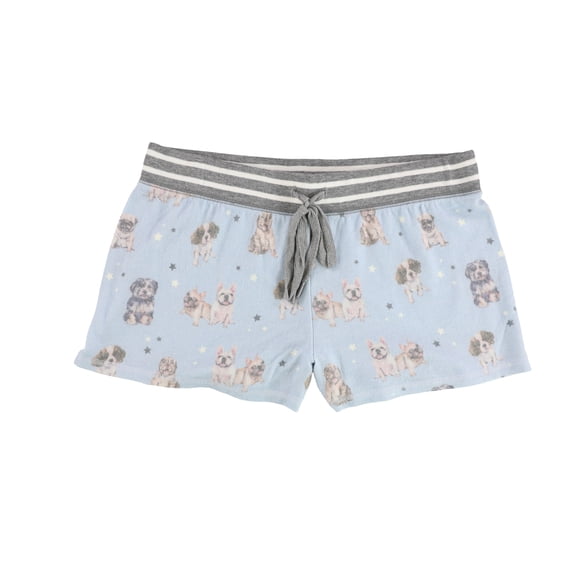 P.J. Salvage Womens Pups And Stars Pajama Shorts, Blue, Small