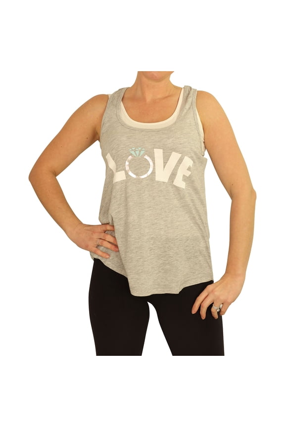 P.J. Salvage Womens Racer Back Pajama Sleep Tank Top, Grey, Small