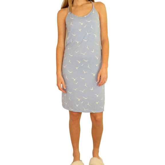 P.J. Salvage Womens Racerback Chemise Pajama Night Gown, Blue, Small