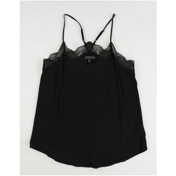 P.J. Salvage Womens Racerback Lace Trim Pajama Sleep Cami Tank Top, Black, Small