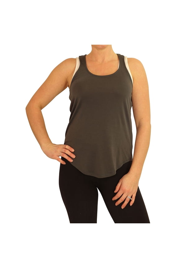 P.J. Salvage Womens Racerback Rounded Hem Pajama Sleep Tank Top, Grey, Medium