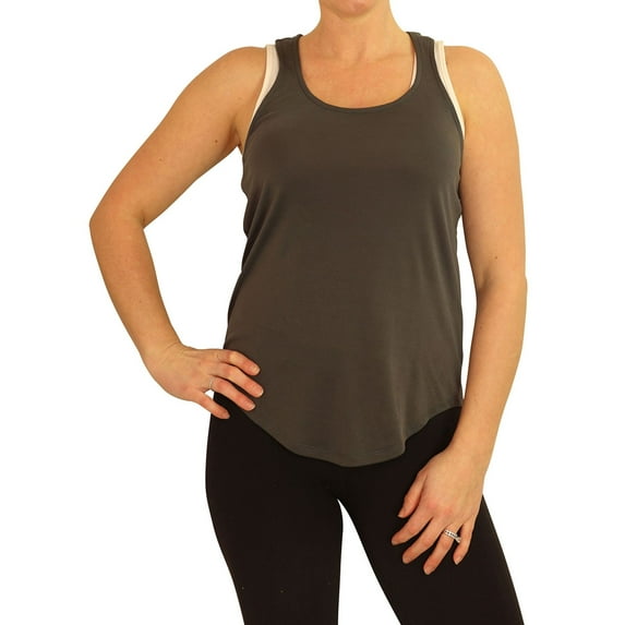 P.J. Salvage Womens Racerback Rounded Hem Pajama Sleep Tank Top, Grey, Small