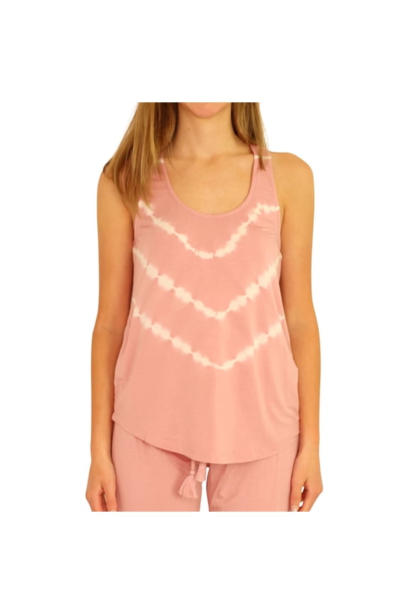 P.J. Salvage Womens Racerback Tie Dye Pajama Sleep Tank Top, Pink, Medium