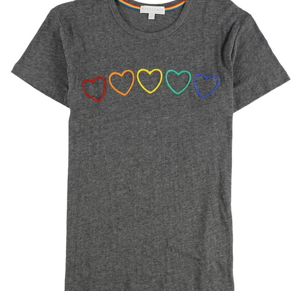 P.J. Salvage Womens Rainbow Hearts Pajama Sleep T-shirt, Grey, Medium