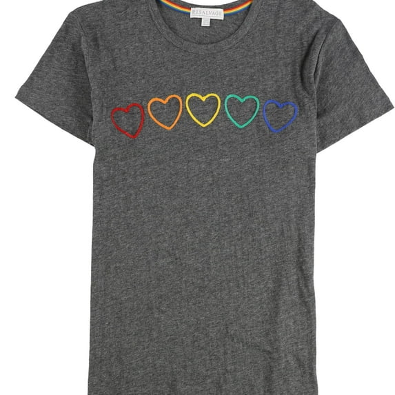 P.J. Salvage Womens Rainbow Hearts Pajama Sleep T-shirt, Grey, Small