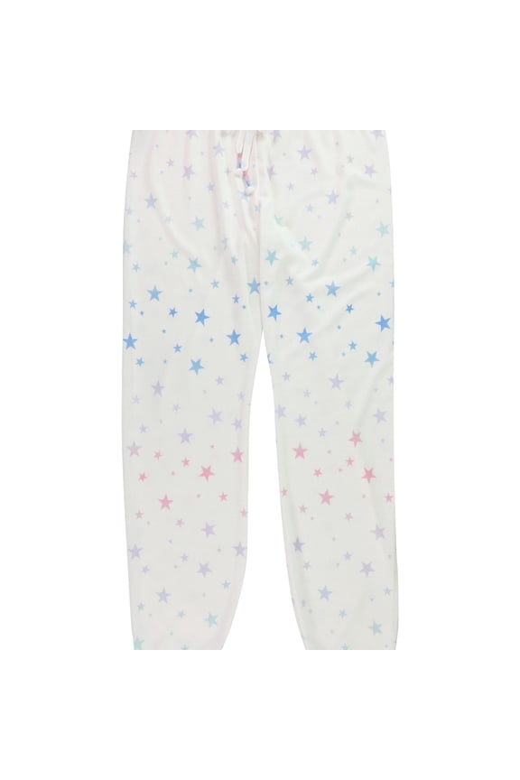 P.J. Salvage Womens Ranibow Stars Pajama Lounge Pants, Off-White, Medium