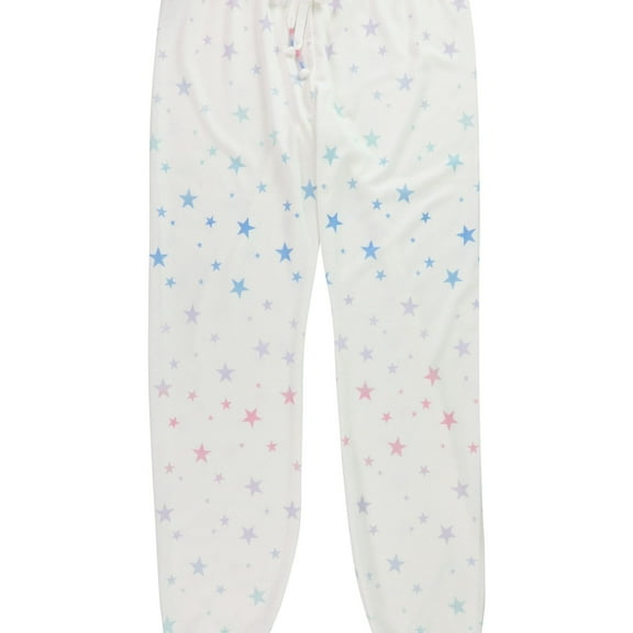 P.J. Salvage Womens Ranibow Stars Pajama Lounge Pants, Off-White, Small