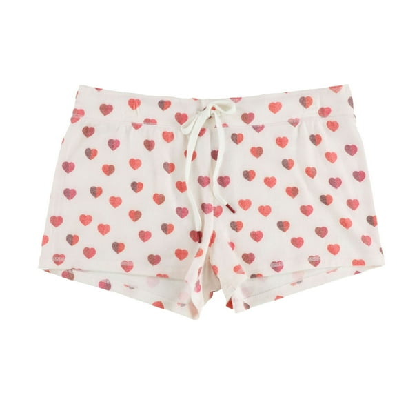 P.J. Salvage Womens Red Hearts Pajama Shorts, Off-White, Small