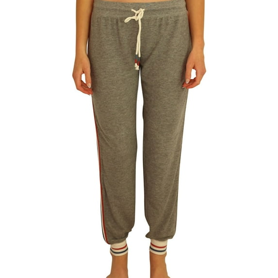 P.J. Salvage Womens Red,White& Blue Stripe Pajama Jogger Pants, Grey, Small