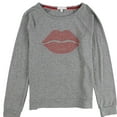 thumbnail image 1 of P.J. Salvage Womens Rhinestone Lips Pajama Sweater, Grey, Small, 1 of 2