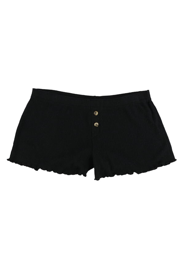 P.J. Salvage Womens Ribbed Pajama Shorts, Black, Medium