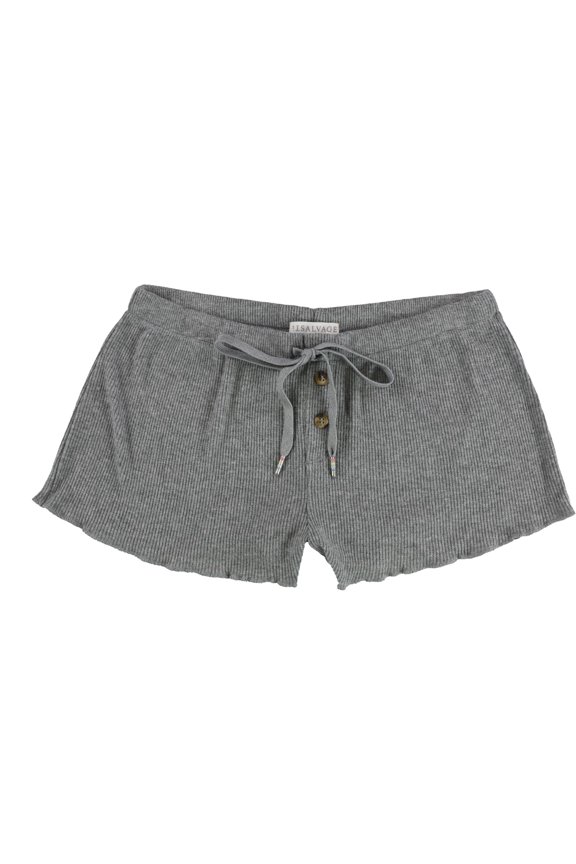 P.J. Salvage Womens Ribbed Pajama Shorts, Grey, Small