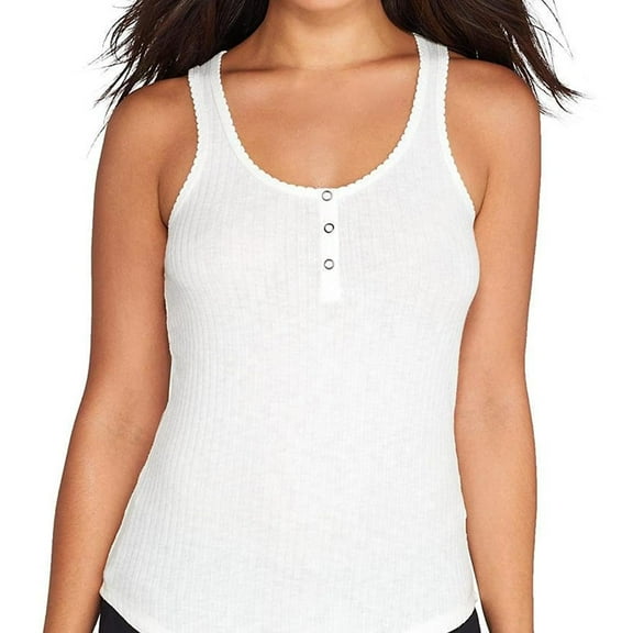 P.J. Salvage Womens Ribbed Pajama Sleep Tank Top, Off-White, X-Large
