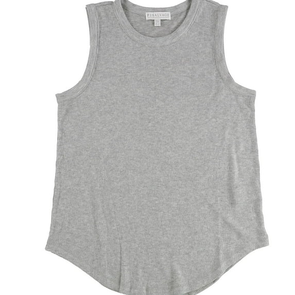 P.J. Salvage Womens Ribbed Pullover Pajama Sleep Tank Top, Grey, Small