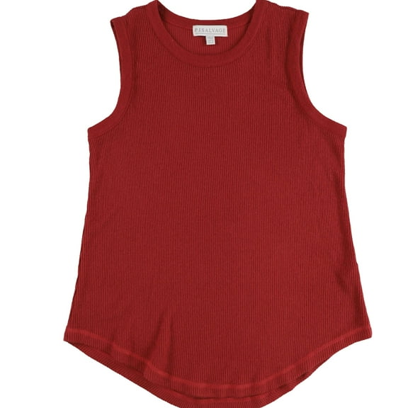 P.J. Salvage Womens Ribbed Pullover Pajama Sleep Tank Top, Red, Medium
