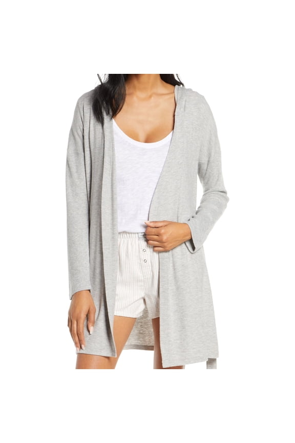 P.J. Salvage Womens Ribbed Robe, Grey, Small