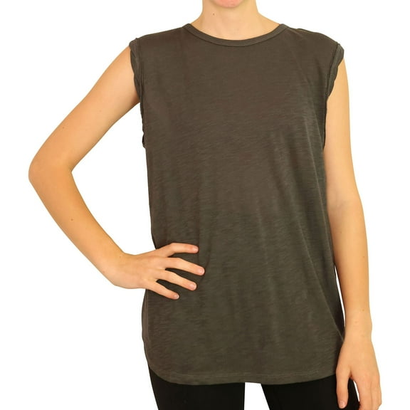 P.J. Salvage Womens Round High To Low Hem Pajama Sleep Tank Top, Grey, Small