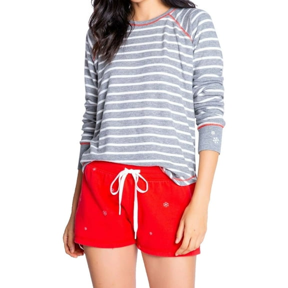 P.J. Salvage Womens Rounded Hem Pajama Sleep T-shirt, Grey, Medium