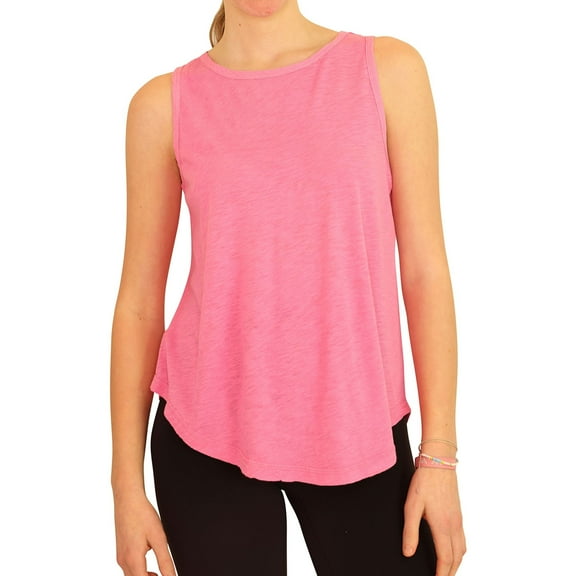 P.J. Salvage Womens Rounded Hem Pajama Sleep Tank Top, Pink, Small