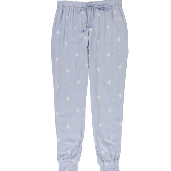 P.J. Salvage Womens Salty Days Embroidered Pajama Jogger Pants, Blue, Small