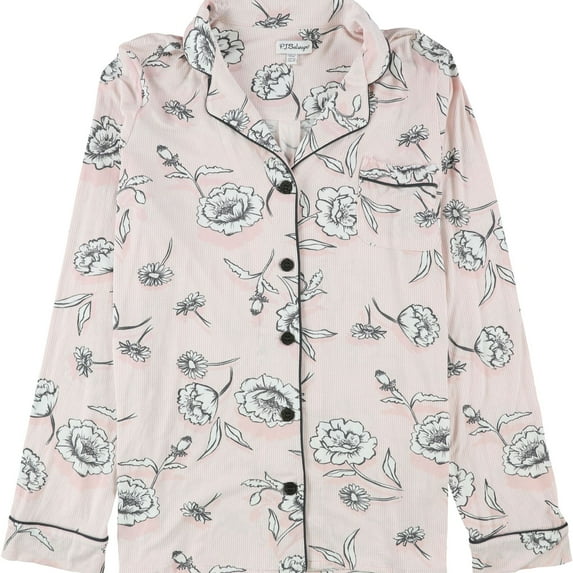 P.J. Salvage Womens Shadow Stripe Floral Button Down Pajama Tops, Pink, Medium