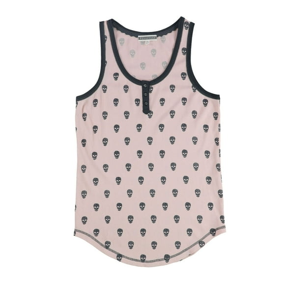 P.J. Salvage Womens Skull Henley Pajama Sleep Tank Top, Pink, Medium