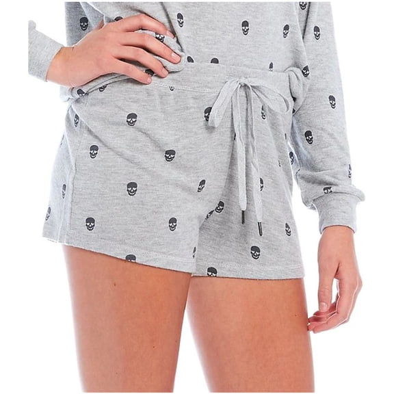 P.J. Salvage Womens Skulls With Heart Eyes Pajama Shorts, Grey, Medium