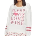 thumbnail image 1 of P.J. Salvage Womens Sleep,Dogs,Love,Wine Pajama Sweater, Off-White, Small, 1 of 2
