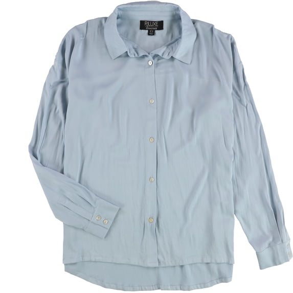 P.J. Salvage Womens Solid High Low Hemline Button Down Pajama Tops, Blue, Small