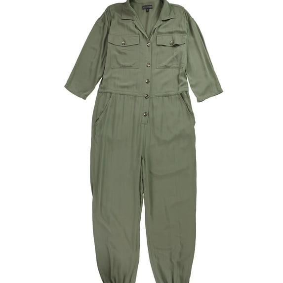 P.J. Salvage Womens Solid Jumpsuit, Green, Medium
