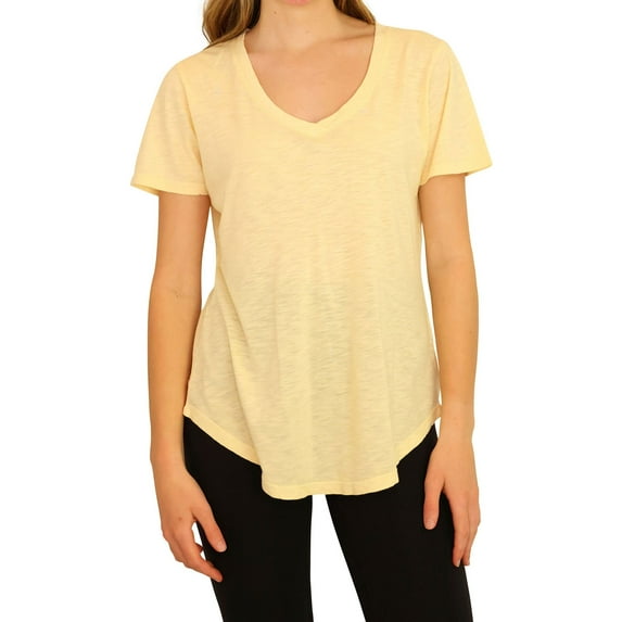 P.J. Salvage Womens Solid Rounded Hem Pajama Sleep T-shirt, Yellow, Medium