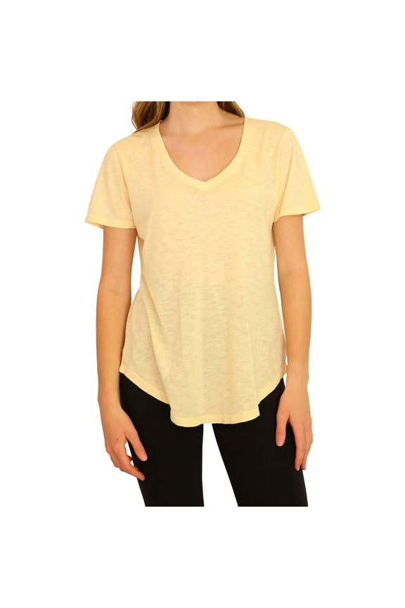 P.J. Salvage Womens Solid Rounded Hem Pajama Sleep T-shirt, Yellow, Small