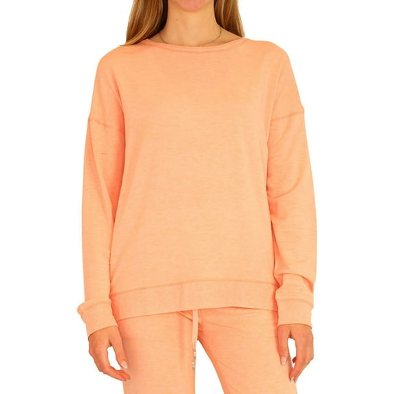 P.J. Salvage Womens Split High Low Hem Pajama Sleep T-shirt, Orange, Small