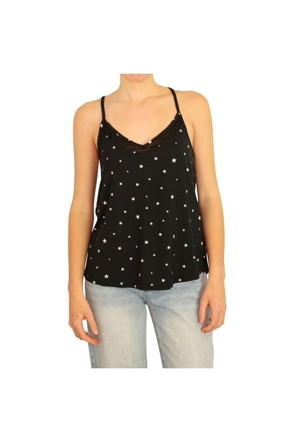 P.J. Salvage Womens Star Racerback Pajama Sleep Cami Tank Top, Black, Medium