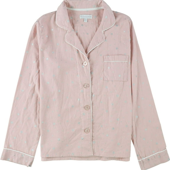 P.J. Salvage Womens Stars Button Down Pajama Tops, Pink, Small