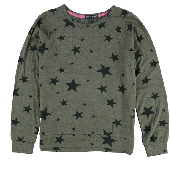 P.J. Salvage Womens Stars Pajama Sweater, Green, Small