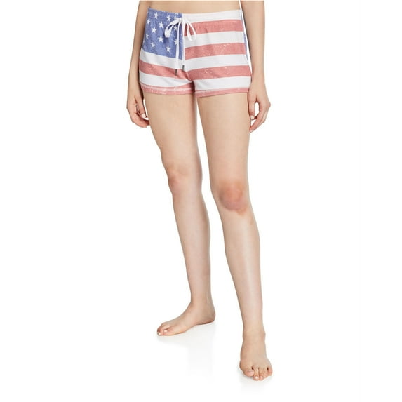 P.J. Salvage Womens Stars & Stripes Pajama Shorts, Off-White, Small