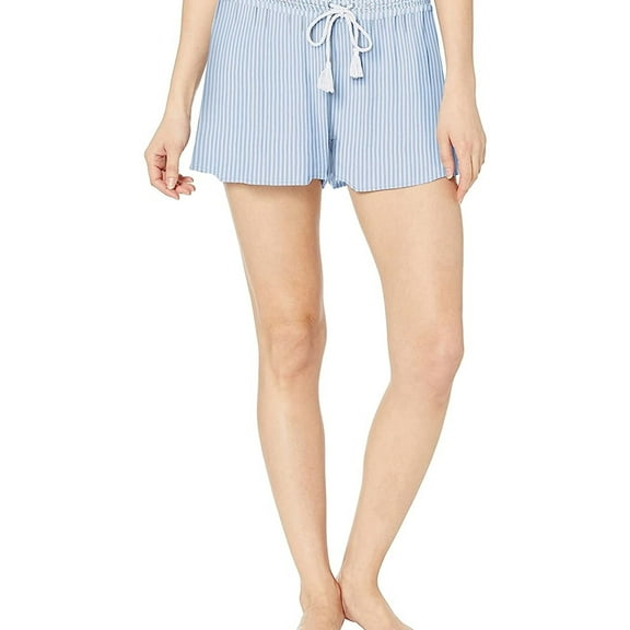 P.J. Salvage Womens Striped Pajama Shorts, Blue, Small